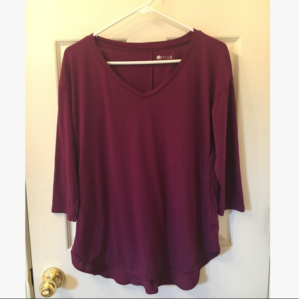 Stylus Dark Magenta Longsleeve V-Neck Tee